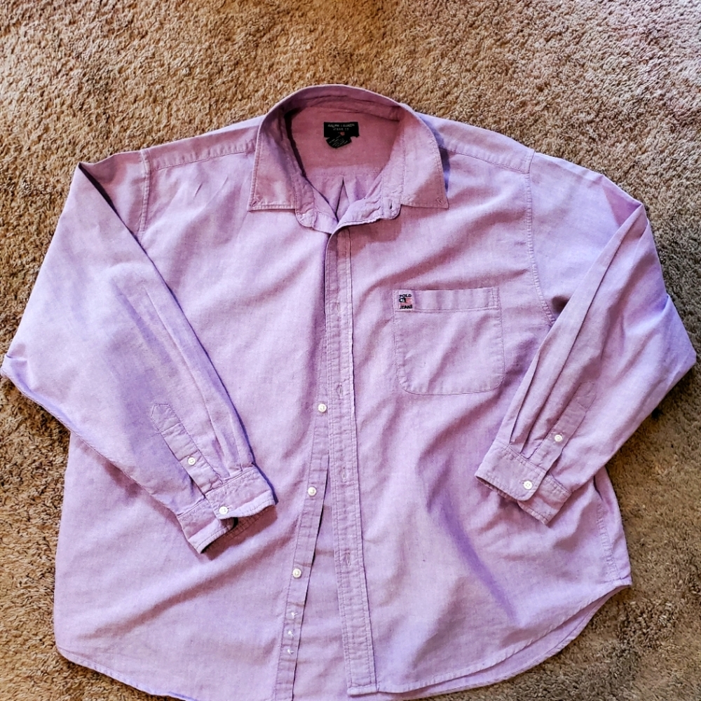 POLO BY RALPH LAUREN BUTTON UP MEN'S SHIRT SIZE XL. PURPLE.